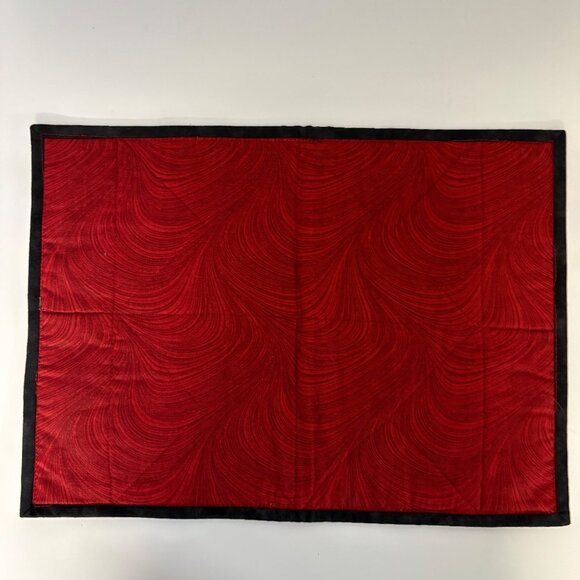 Coffee Themed Swirls Reversible Quilted Placemats Set Of 2 Red Black 16.75x12in - Picture 4 of 4